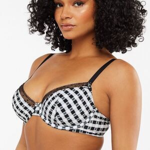 Savage X Fenty Black White Gingham Plunge Bra Women’s 36B
